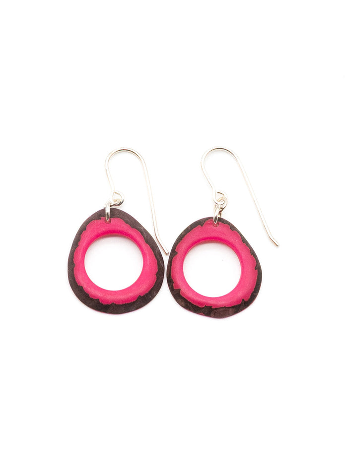 Ohrringe Doniret Fuchsiarot - La Tagua Nuss Ohrringe Silber