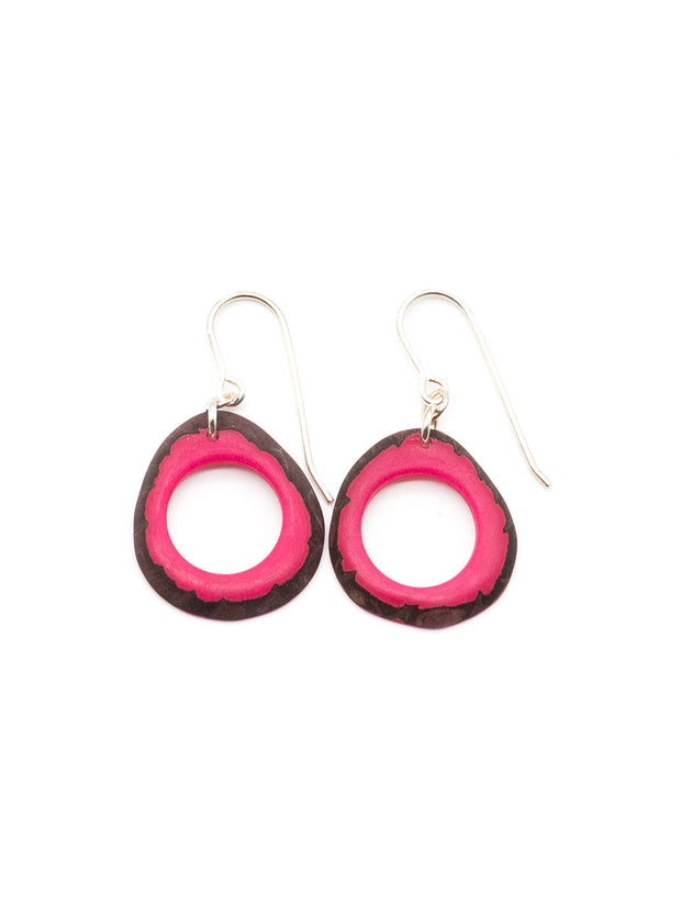 Ohrringe Doniret Fuchsiarot - La Tagua Nuss Ohrringe Silber
