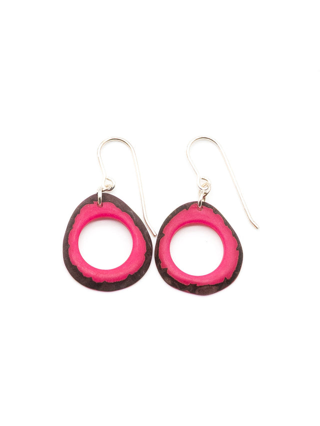 Ohrringe Doniret Fuchsiarot - La Tagua Nuss Ohrringe Silber