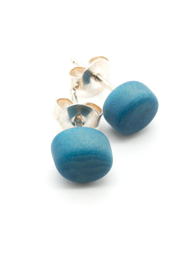 Ohrstecker Topiti Blau - La Tagua Nuss Ohrringe Silber