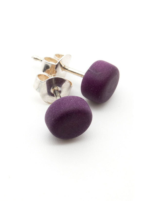 Ohrstecker Topiti Dunkellila - La Tagua Nuss Ohrringe Silber
