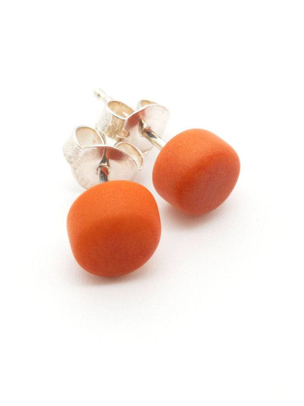 Ohrstecker Topiti Orange - La Tagua Nuss Ohrringe Silber