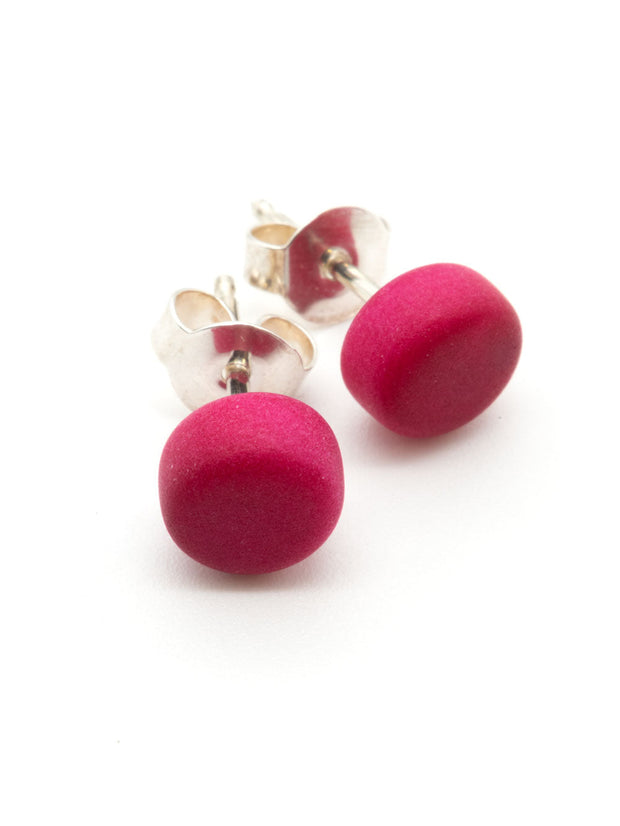 Ohrstecker Topiti Fuchsiarot - La Tagua Nuss Ohrringe Silber