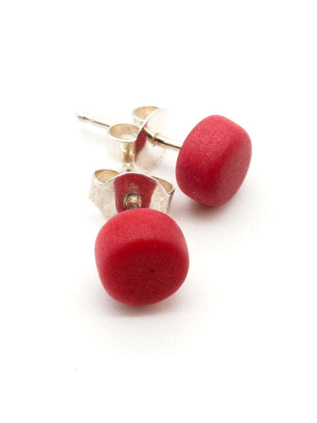 Ohrstecker Topiti Rot - La Tagua Nuss Ohrringe Silber