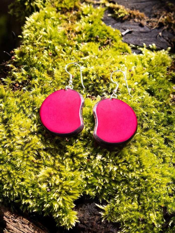 Ohrringe Carlaret Fuchsiarot - La Tagua Nuss Silber