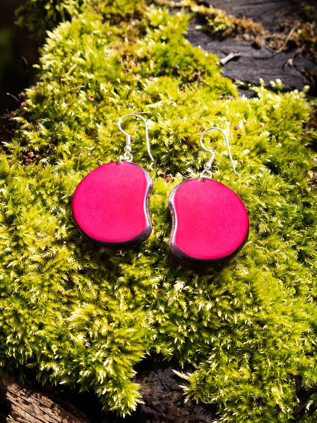 Ohrringe Carlaret Fuchsiarot - La Tagua Nuss Silber
