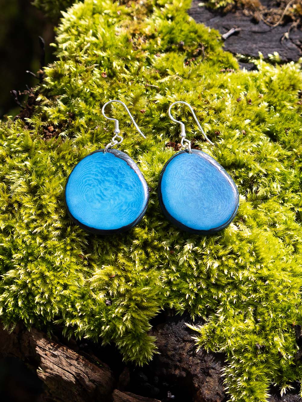 Ohrringe Carlaret Blau - La Tagua Nuss Silber