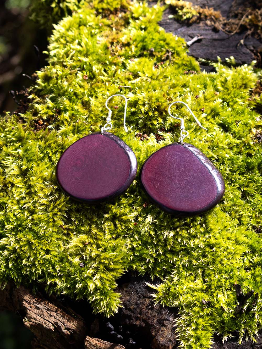 Ohrringe Carlaret Bordeaux - La Tagua Nuss Silber