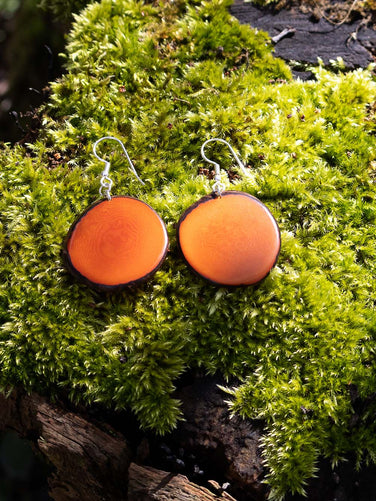 Ohrringe Carlaret Orange - La Tagua Nuss Silber