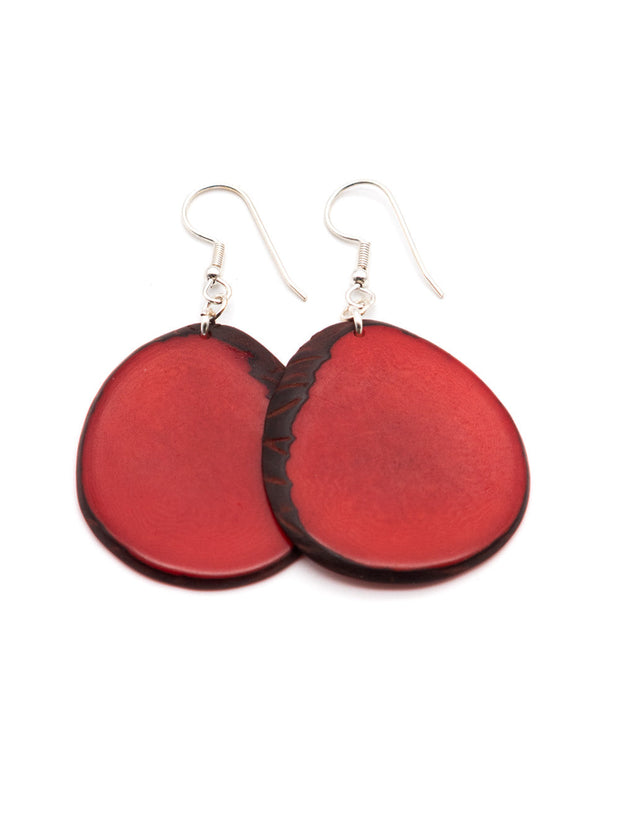 Ohrringe Carlaret Rot - La Tagua Nuss Silber