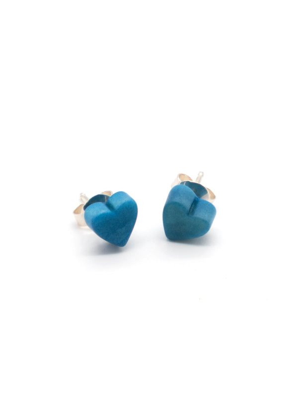 Herz Ohrstecker Corazones Blau - La Tagua Nuss Ohrringe Silber