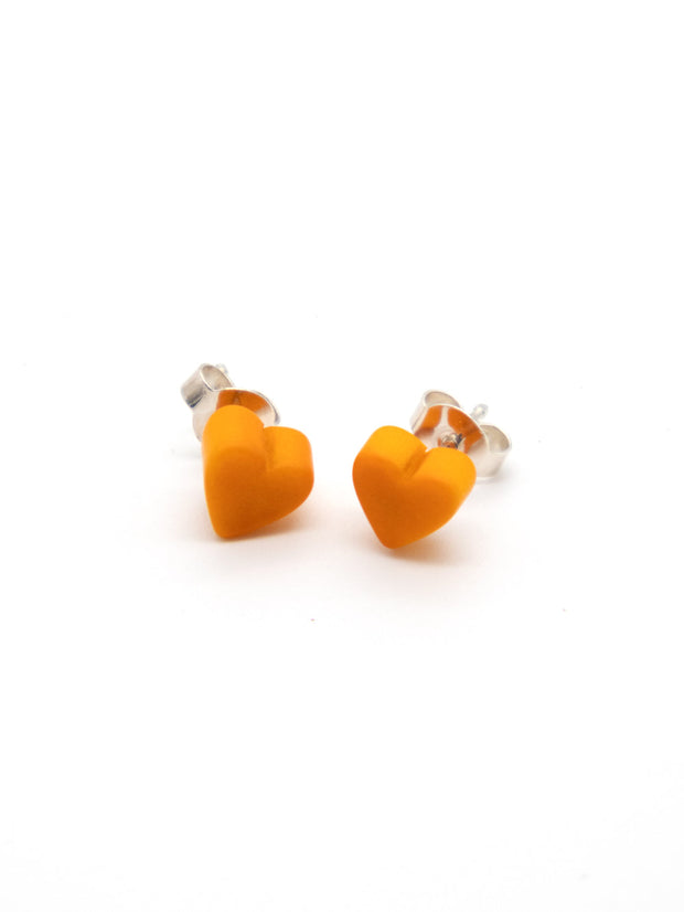 Herz Ohrstecker Corazones Gelb - La Tagua Nuss Ohrringe Silber