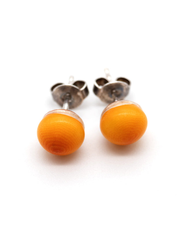 Ohrstecker Bopo Orange - La Tagua Nuss Ohrringe Silber