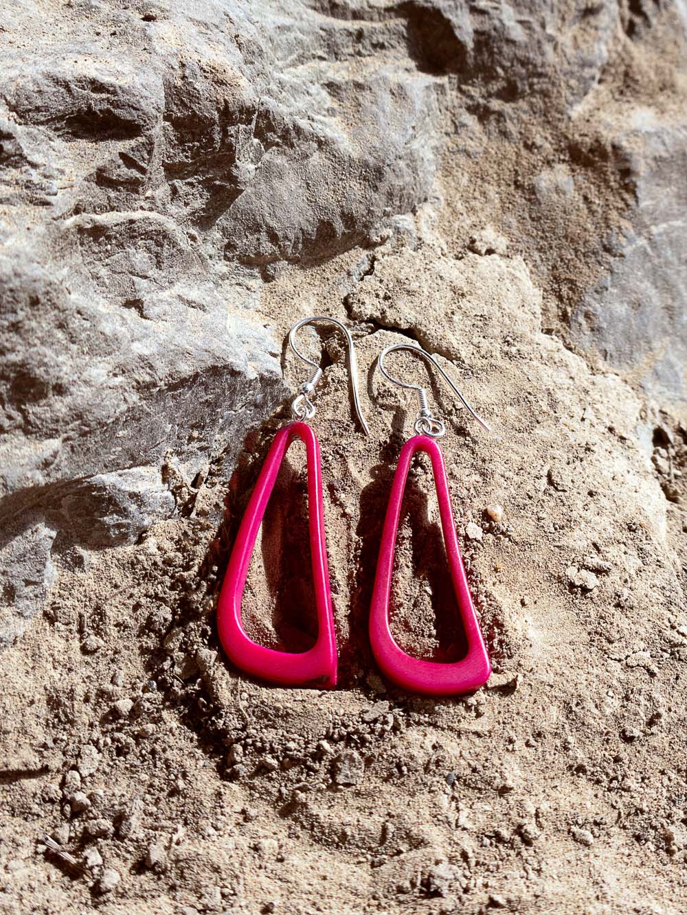 Ohrringe Celiret Fuchsiarot - La Tagua Nuss Silber