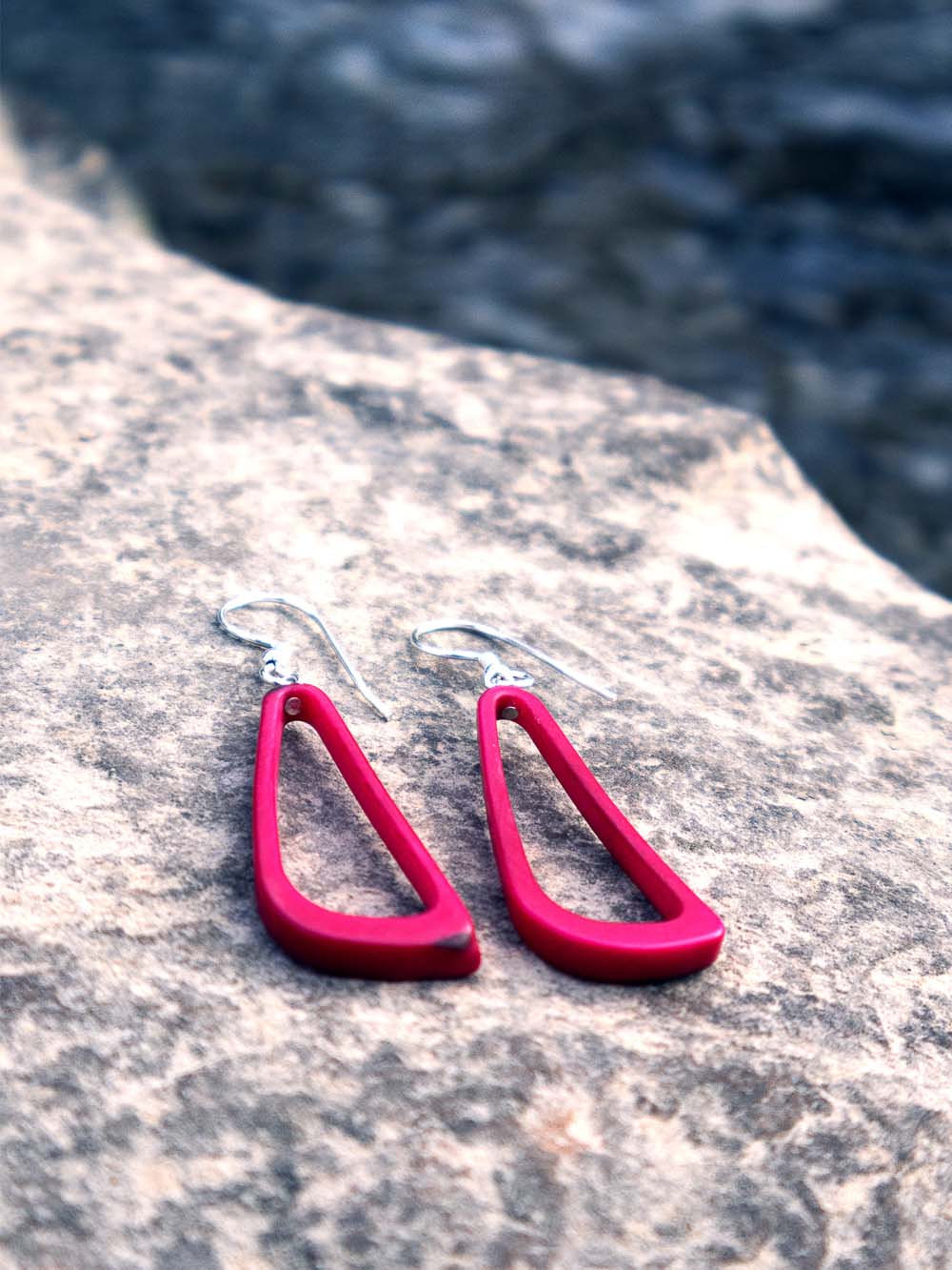 Ohrringe Celiret Fuchsiarot - La Tagua Nuss Silber