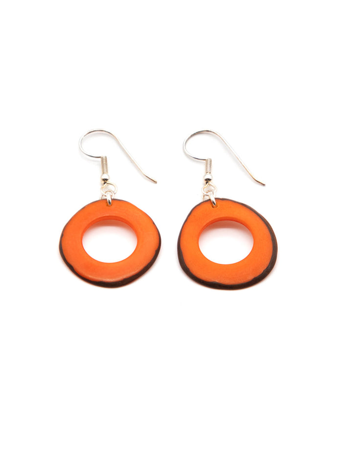 Ohrringe Doniret Orange - La Tagua Nuss Ohrringe Silber