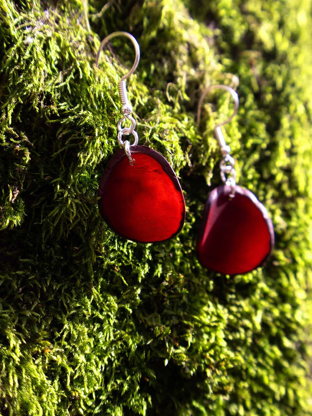 Ohrringe Lararet Rot - La Tagua Nuss Silber