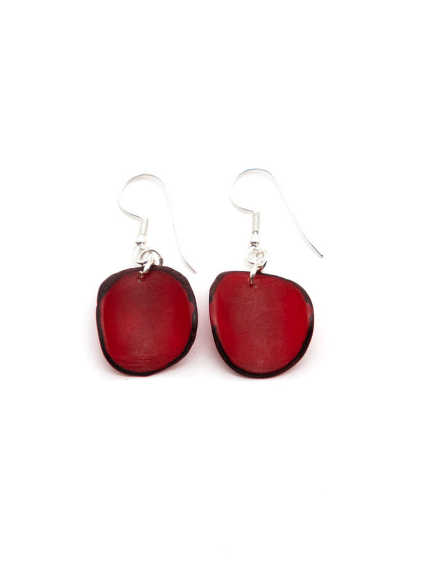Ohrringe Lararet Rot - La Tagua Nuss Silber