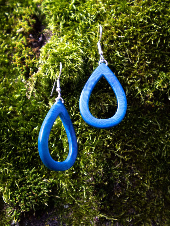 Ohrringe Samyret Blau - La Tagua Nuss Silber