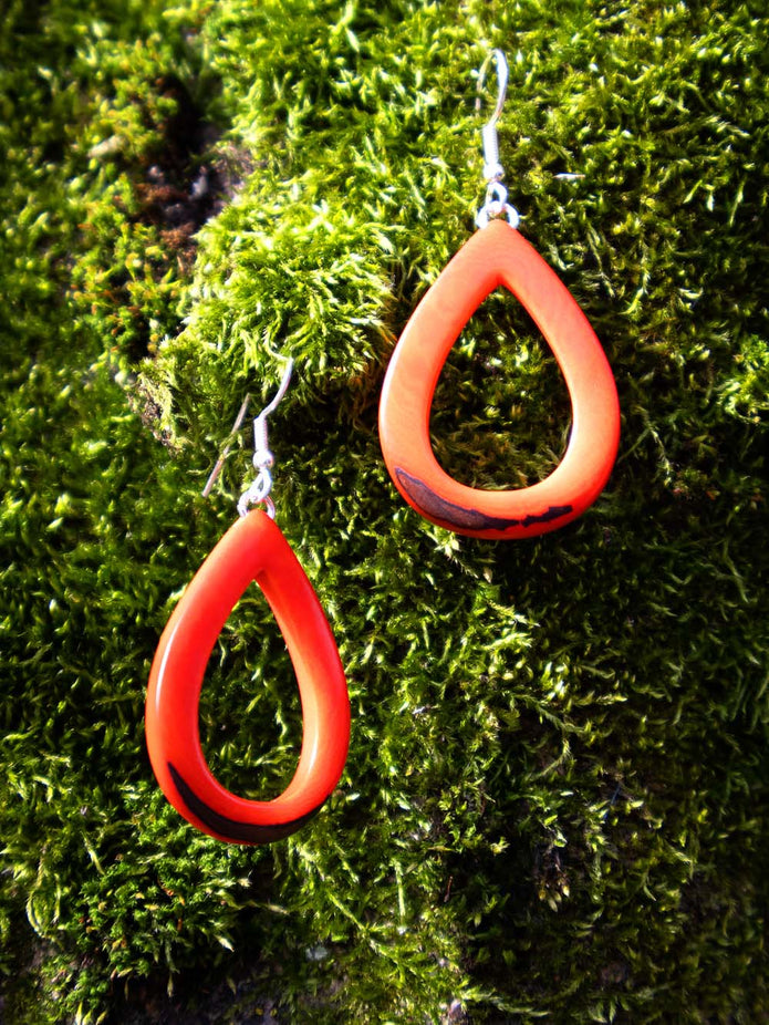 Ohrringe Samyret Orange - La Tagua Nuss Silber