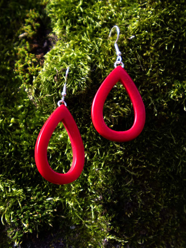 Ohrringe Samyret Rot - La Tagua Nuss Silber
