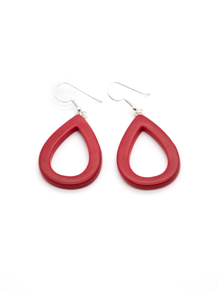 Ohrringe Samyret Rot - La Tagua Nuss Silber