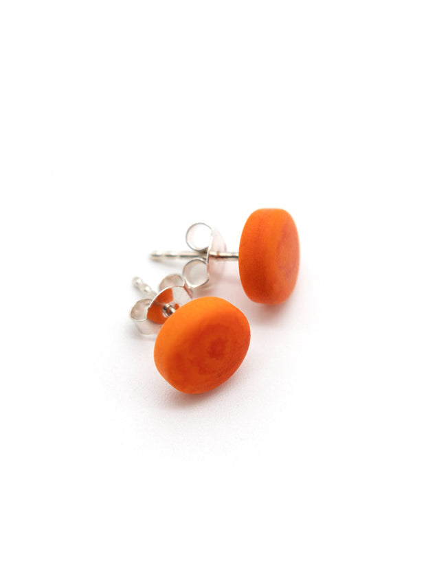 Ohrstecker Topo Orange - La Tagua Nuss Ohrringe Silber