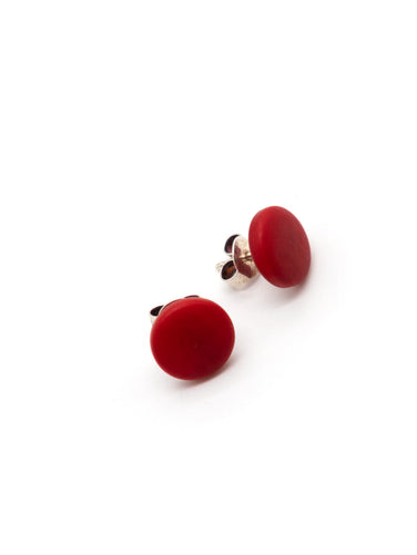 Ohrstecker Topo Rot - La Tagua Nuss Ohrringe Silber