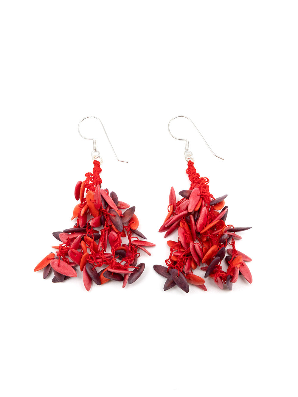 Ohrringe Trenzaret Rot Silber - Melonenkerne - La Tagua